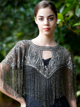 Odette - Women The Glamorous Grey Embellished Cape