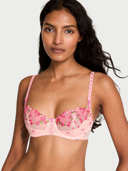Victoria's Secret - Pink Dream Angels Embroidery Unlined Balconette Bra