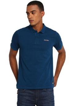 Lee - Men Dark Teal Printed Slim Fit Polo T-shirt