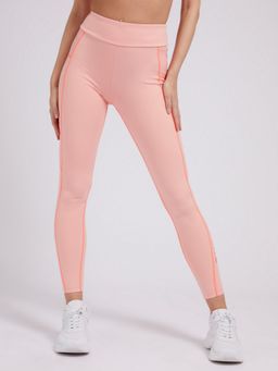 Guess - Women Pink Solid High-Rise Ankle Length Leggings