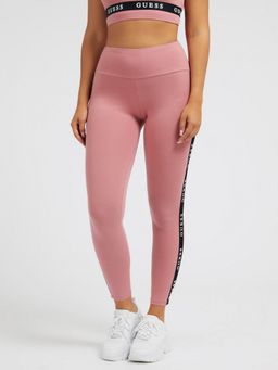 Guess - Women Pink Solid High-Rise Ankle Length Leggings