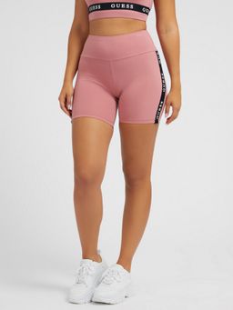 Guess - Women Pink Solid High-Rise Above Knee Sport Shorts