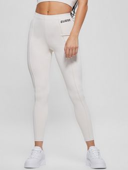 Guess - Women White Solid High-Rise Ankle Length Leggings