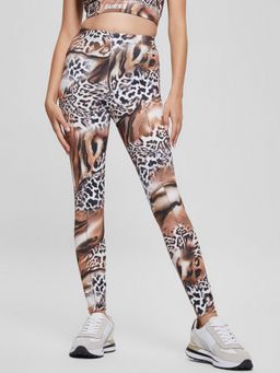 Guess - Women Brown Printed High-Rise Ankle Length Leggings