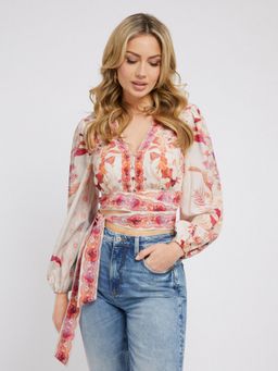 Guess - Women Multi Printed V-neck Full Sleeves Top