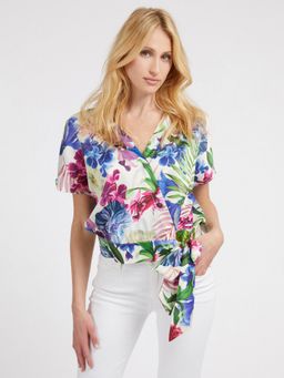 Guess - Women Multi Printed V-neck Short Sleeves Top