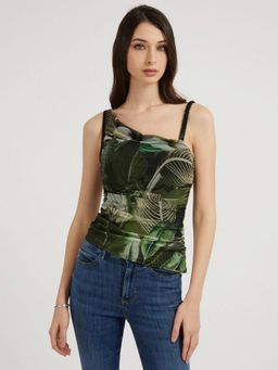 Guess - Women Green Printed Shoulder Straps Top