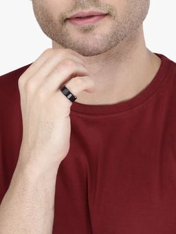 Yellow Chimes - Men Black Stainless Steel Band Ring