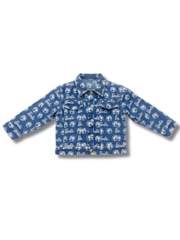 TINY GIRL - Barbie Cotton Brand Name Text Printed Jacket- Light Blue