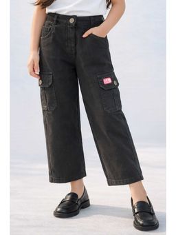 TINY GIRL - Barbie Cotton Soild Patch Pocket Jeans- Black