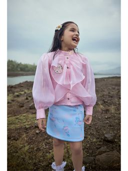 TINY GIRL - Barbie Knit Brand Name Printed Top And Skirt - Pink