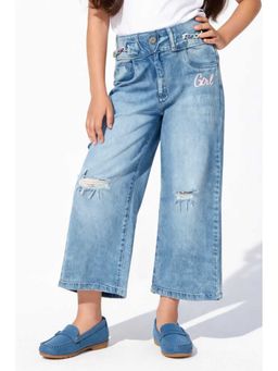 TINY GIRL - Denim Washed Distressed Jeans- Light Blue