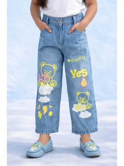 TINY GIRL - Denim Printed Jeans- Light Blue