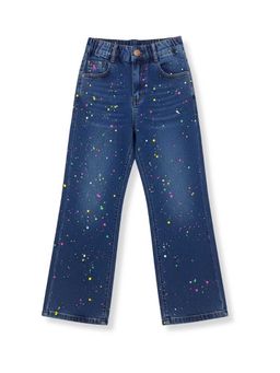 TINY GIRL - Denim Sprinkle Printed Jeans- Dark Blue