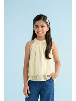 TINY GIRL - Sleeveless Stripe Printed Top- Yellow