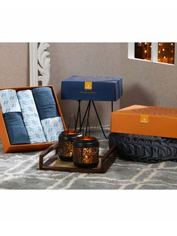 Maspar - Cotton Geometric Print Bed Bath Set- Bedsheet Pillow Cover & Bath Towel (King)