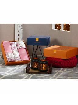 Maspar - Cotton Floral Print Bed Bath Set- Bedsheet Pillow Cover & Bath Towel