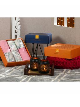 Maspar - Cotton Floral Print Bed Bath Set- Bedsheet Pillow Cover & Bath Towel (Queen)