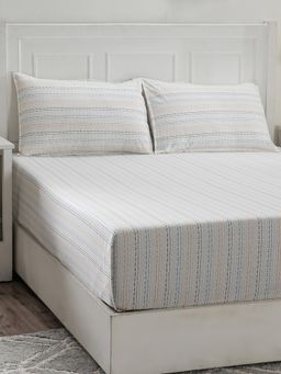 Maspar - Cotton Geometric Print Bed Sheet with 2 Pillow Case (King)