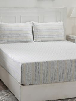 Maspar - Cotton Geometric Print Bed Sheet with 2 Pillow Case