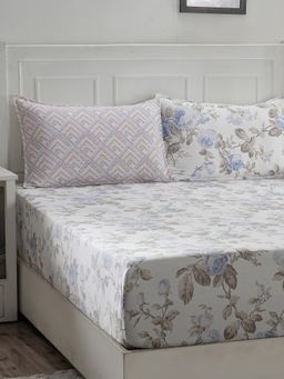 Maspar - Cotton Floral Print Bed Sheet with 2 Pillow Case (King)