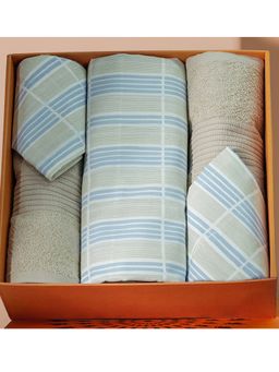 Maspar - Cotton Geometric Print Bed Bath Set- Bedsheet Pillow Cover & Bath Towel (King)