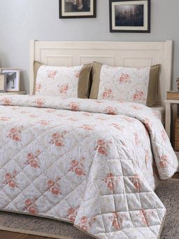 Maspar - Cotton Floral Print 4 Piece Quilt Bedding Set (Queen)