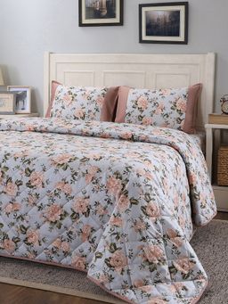 Maspar - Cotton Floral Print 4 Piece Quilt Bedding Set (Queen)