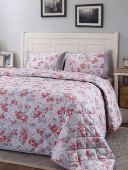Maspar - Cotton Floral Print 4 Piece Quilt Bedding Set (Queen)