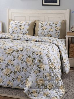 Maspar - Cotton Floral Print 4 Piece Quilt Bedding Set (Queen)