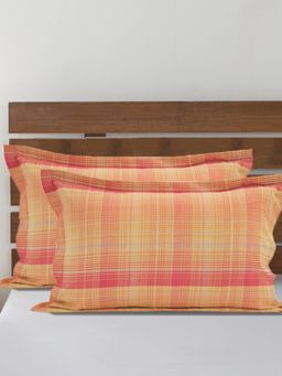 Maspar - Cotton Check Standard Pack of 2 Pillow Sham