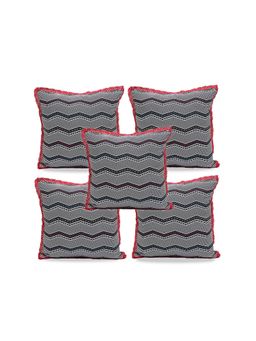 Maspar - Cotton Embroidery Medium Square Pack of 5 Cushion Cover Set (16x16 inches)