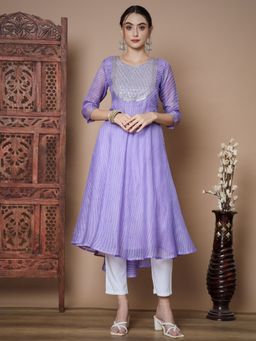 MYSHKA - Women Purple Anarkali Kurta
