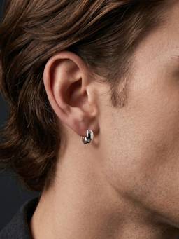 TOUCH925 - Minimalist Wide 925 Silver Huggie Hoop Earring for Men