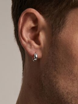 TOUCH925 - Minimalist Wide 925 Silver Huggie Hoop Earring for Men
