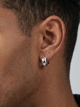 TOUCH925 - Minimalist Wide 925 Silver Huggie Hoop Earring for Men