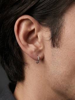 TOUCH925 - Minimalist Slim 925 Silver Hoop Earring for Men