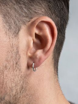 TOUCH925 - Minimalist Slim 925 Silver Hoop Earring for Men