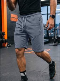TOM MILTON - Steel Grey Color Knee Length Pure Cotton Short