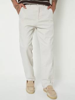 max - Beige Cotton Textured Trouser