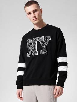 max - Black Cotton Blend Printed Sweatshirt