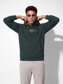 max - Green Cotton Printed Hoodie