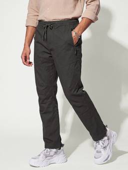 max - Grey Cotton Blend Solid Trouser