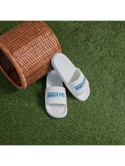 Pepe Jeans - White Logo Printed Anti Skid Beach Sliders