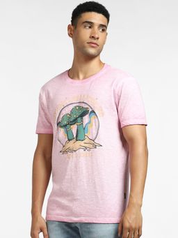 Jack & Jones - Pink Mushroom Print Crew Neck T-shirt
