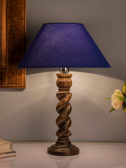 Homesake - Black Twister Table Lamp Blue Shade