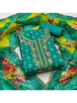 Zeepkart - Rama Chanderi Cotton Embroidered Unstitched Dress Material (Set of 3)