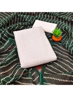 Zeepkart - Green Chanderi Cotton Embroidered Unstitched Dress Material (Set of 3)