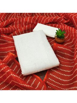 Zeepkart - Orange Chanderi Cotton Embroidered Unstitched Dress Material (Set of 3)