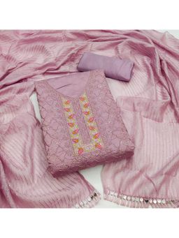 Zeepkart - Pink Silk Embroidered Unstitched Dress Material (Set of 3)
